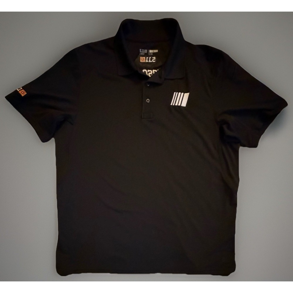 NASCAR 5.11 Tactical Short Sleeve Golf Polo Shirt Black Logo Large JBHS